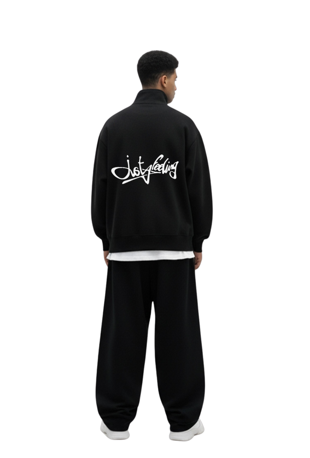 Black puffed quarter zip