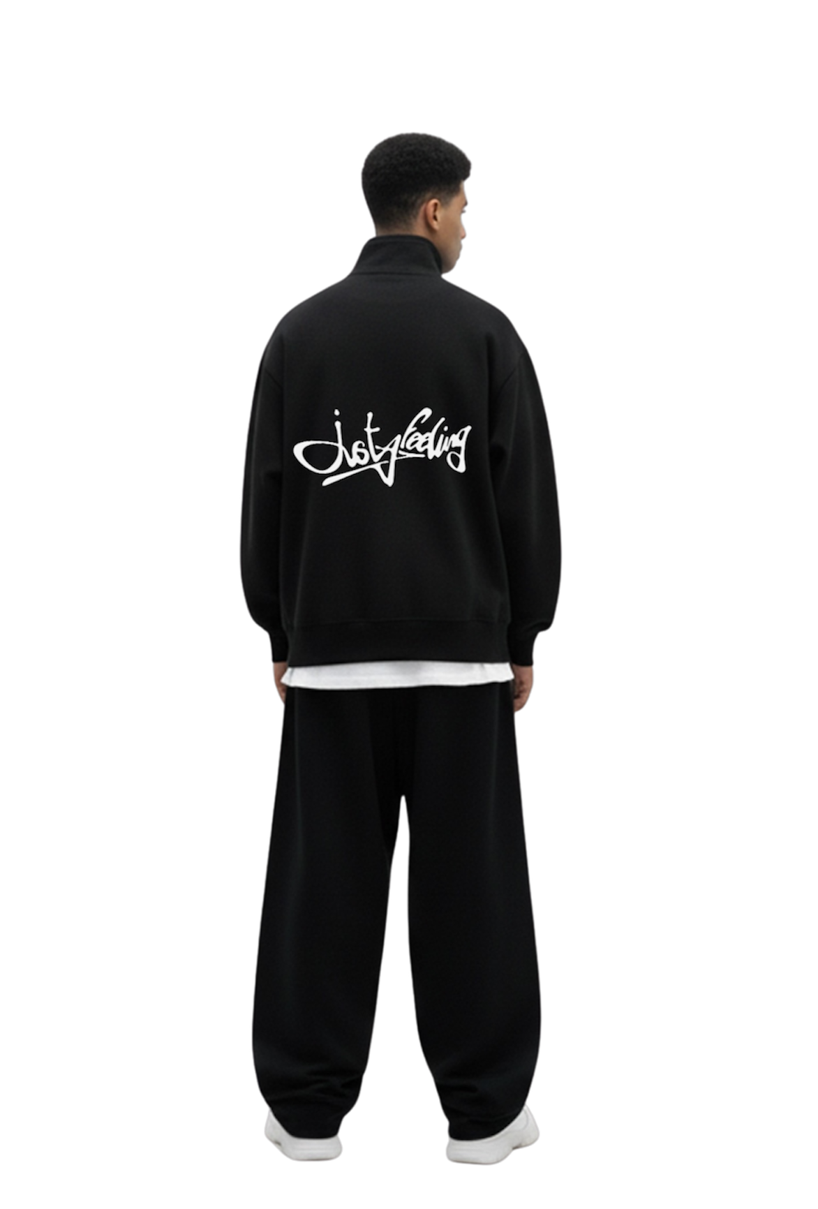 Black puffed quarter zip