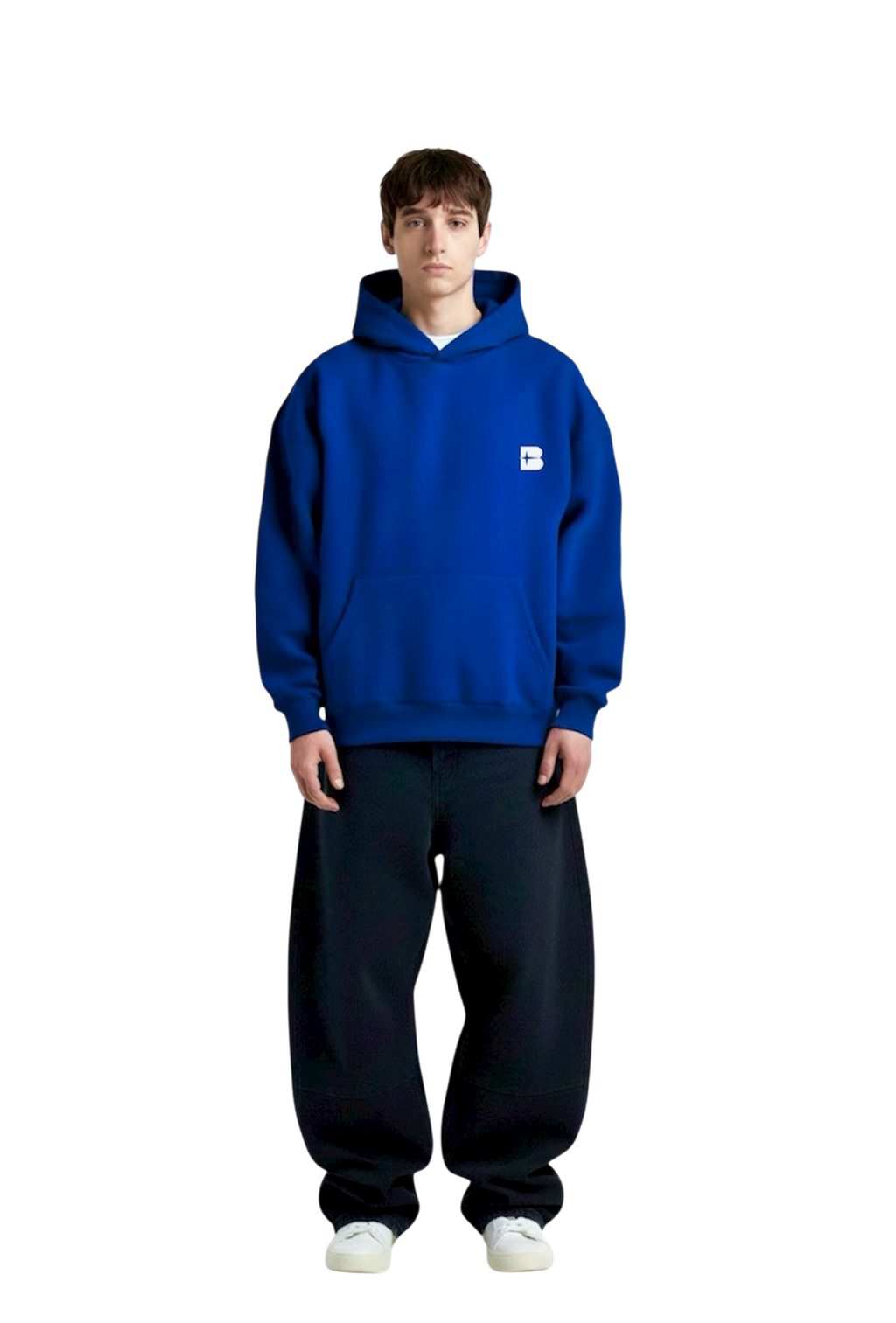Blue puffed signature hoodie