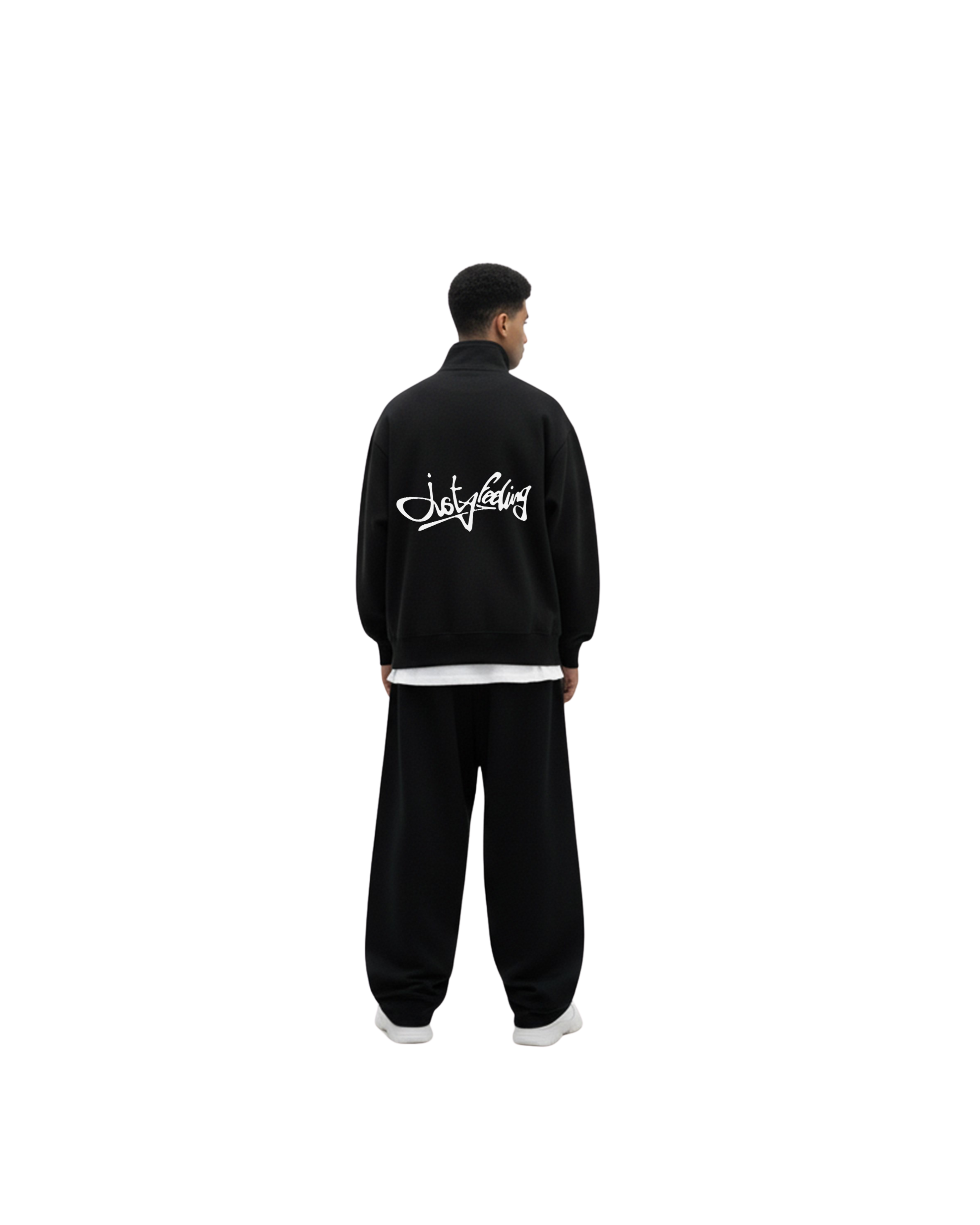 Black puffed quarter zip