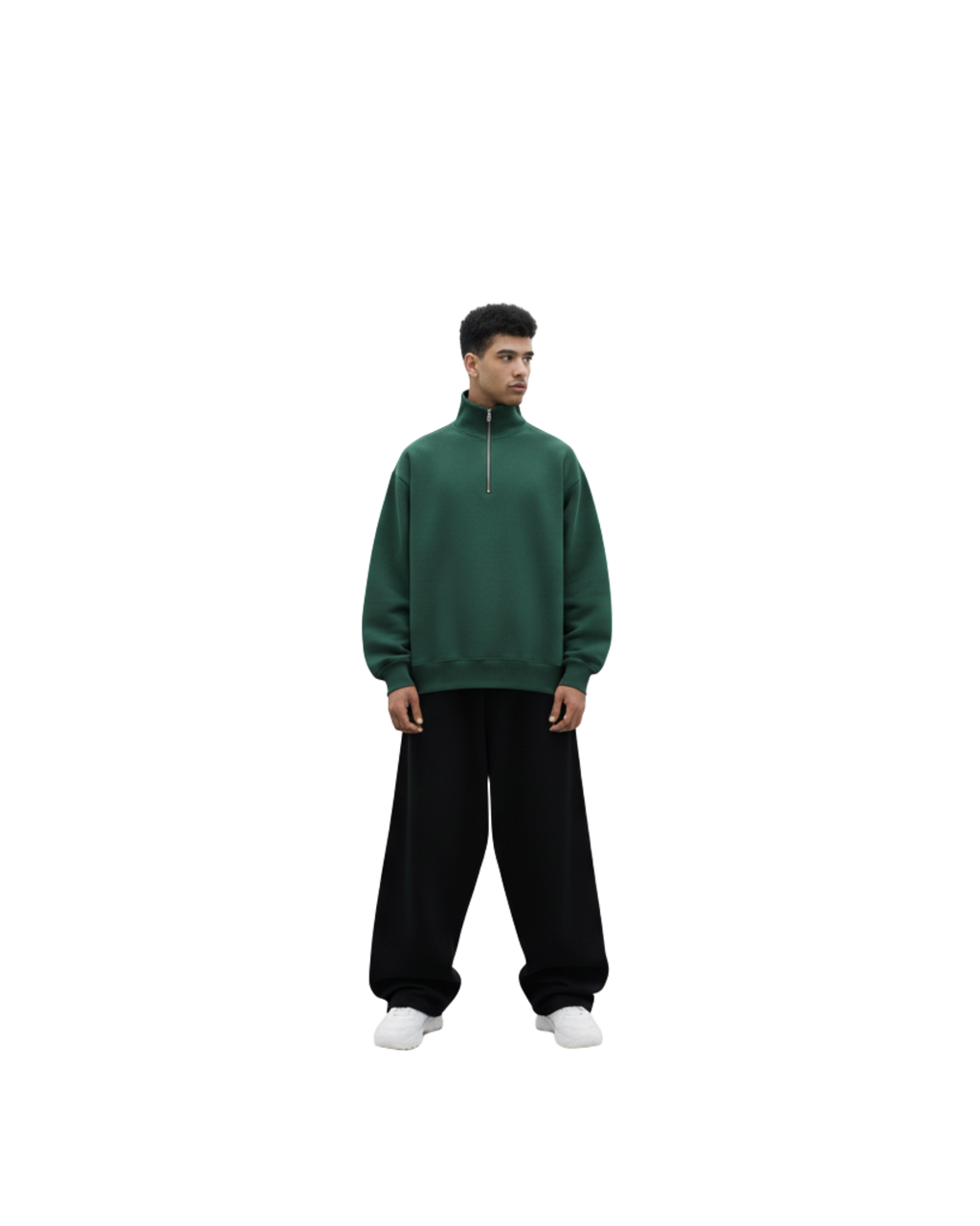 Forest green puffed quarter zip