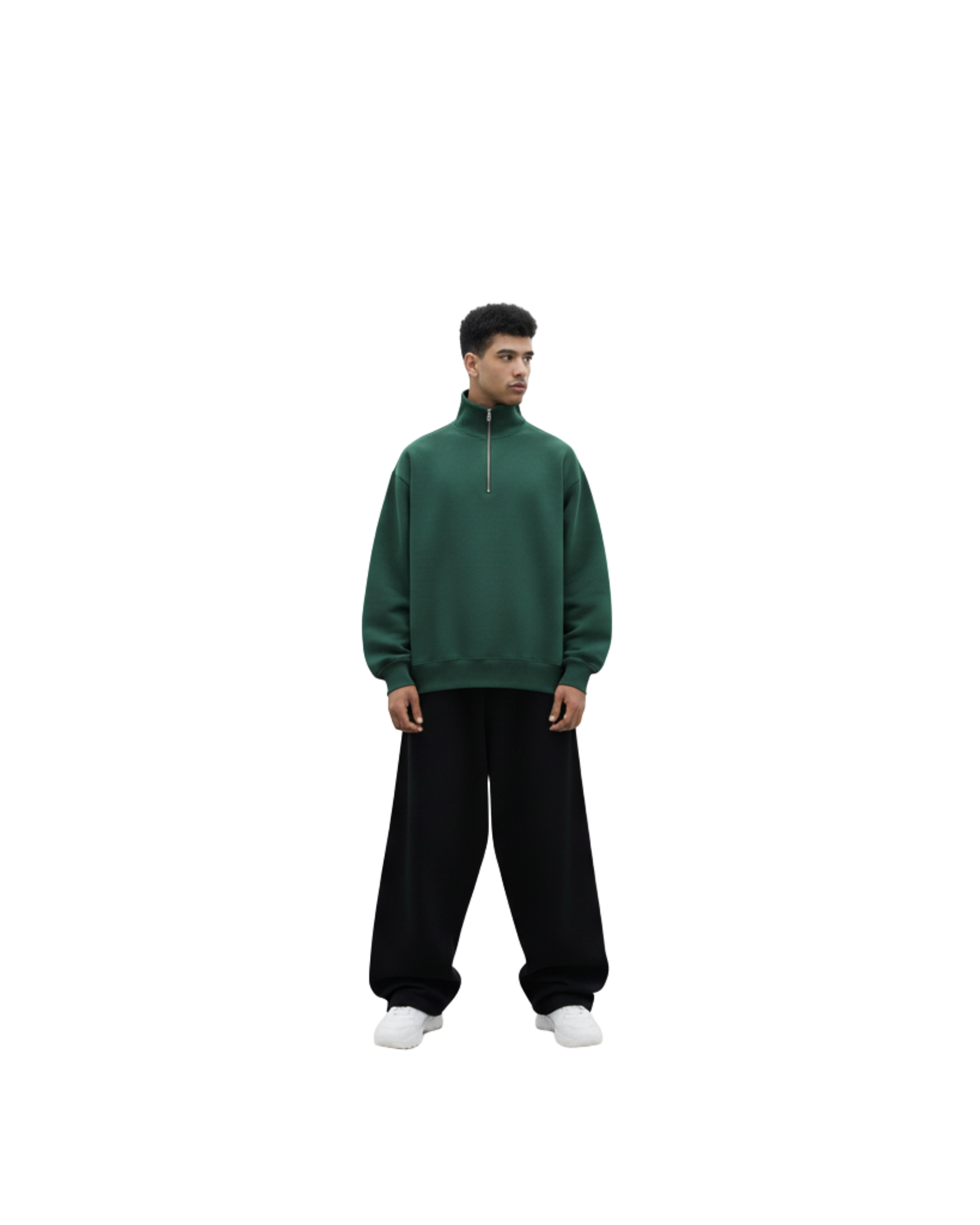 Forest green puffed quarter zip