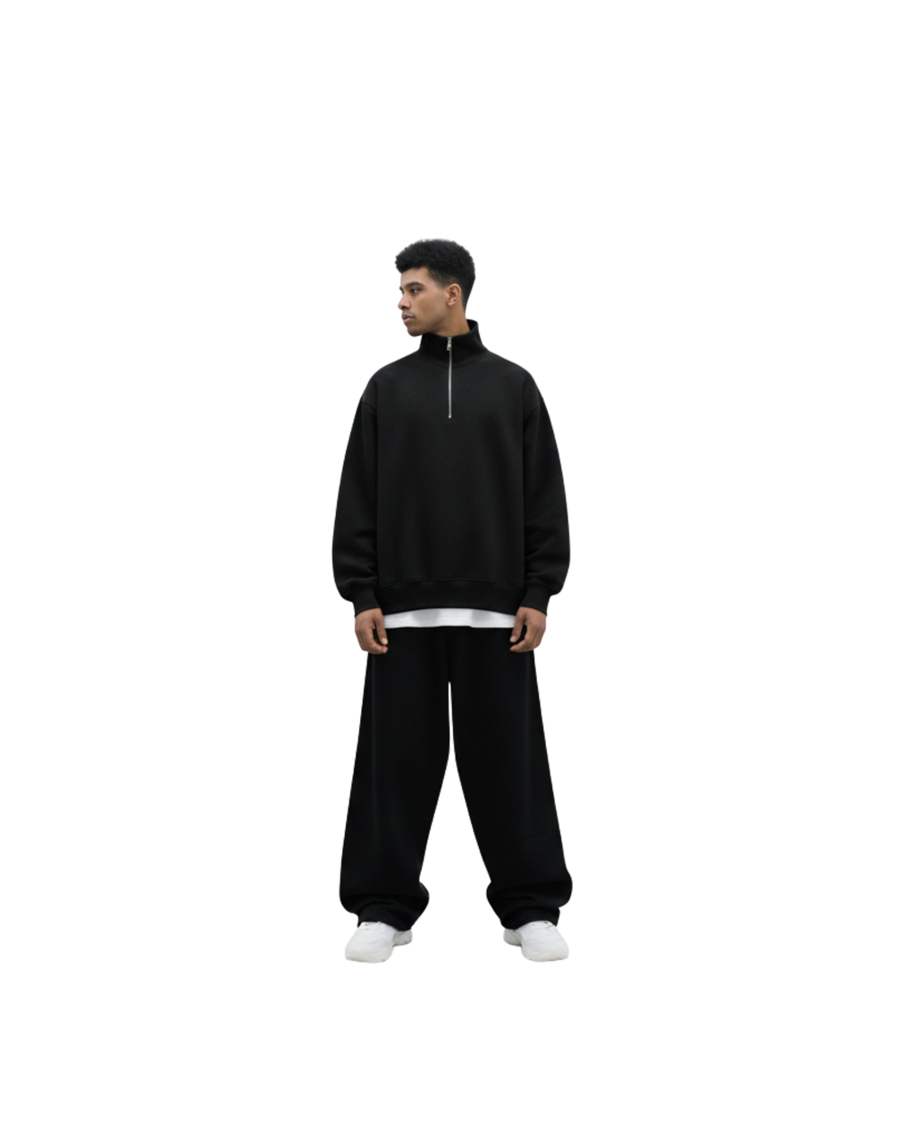 Black puffed quarter zip