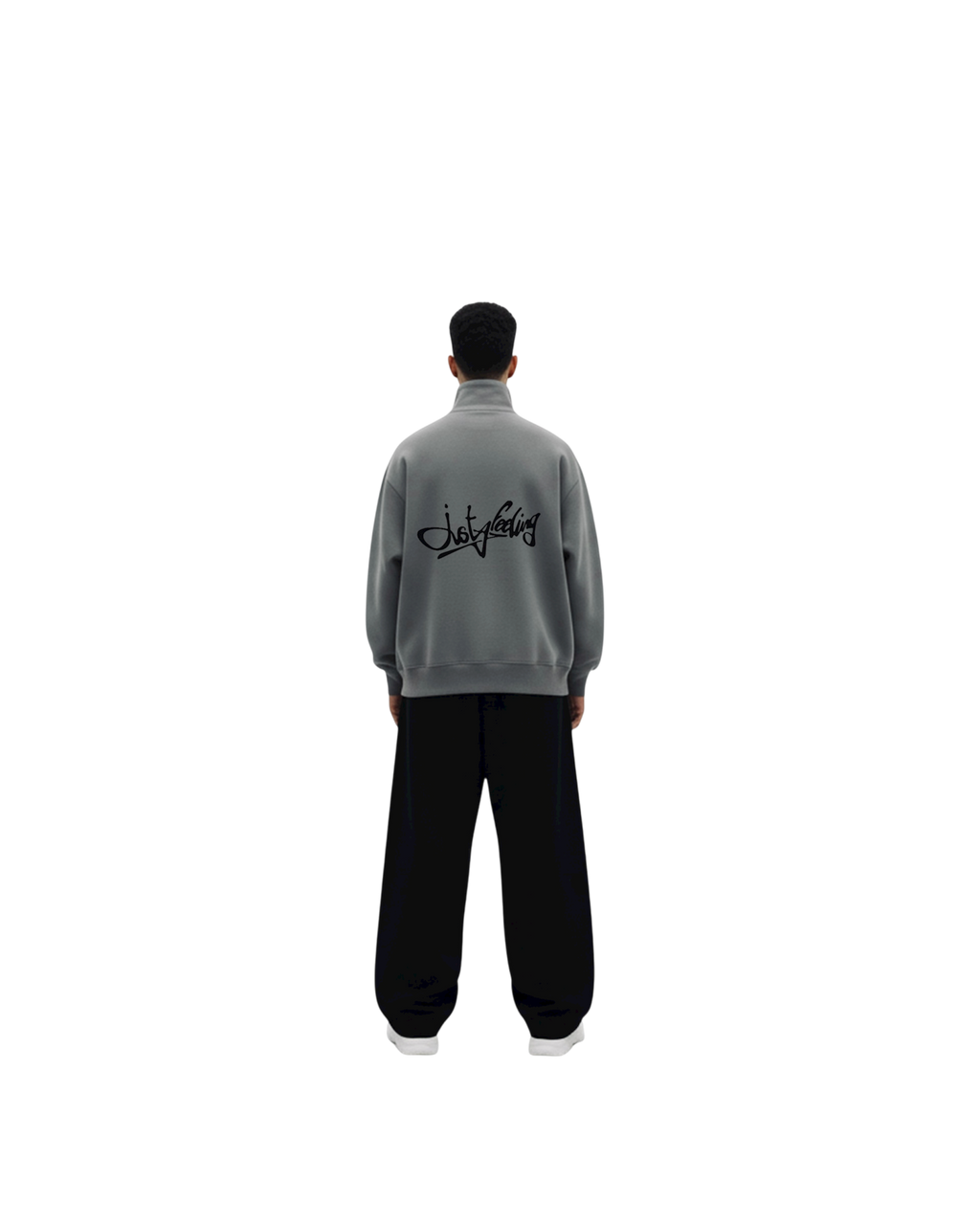 Charcoal puffed quarter zip