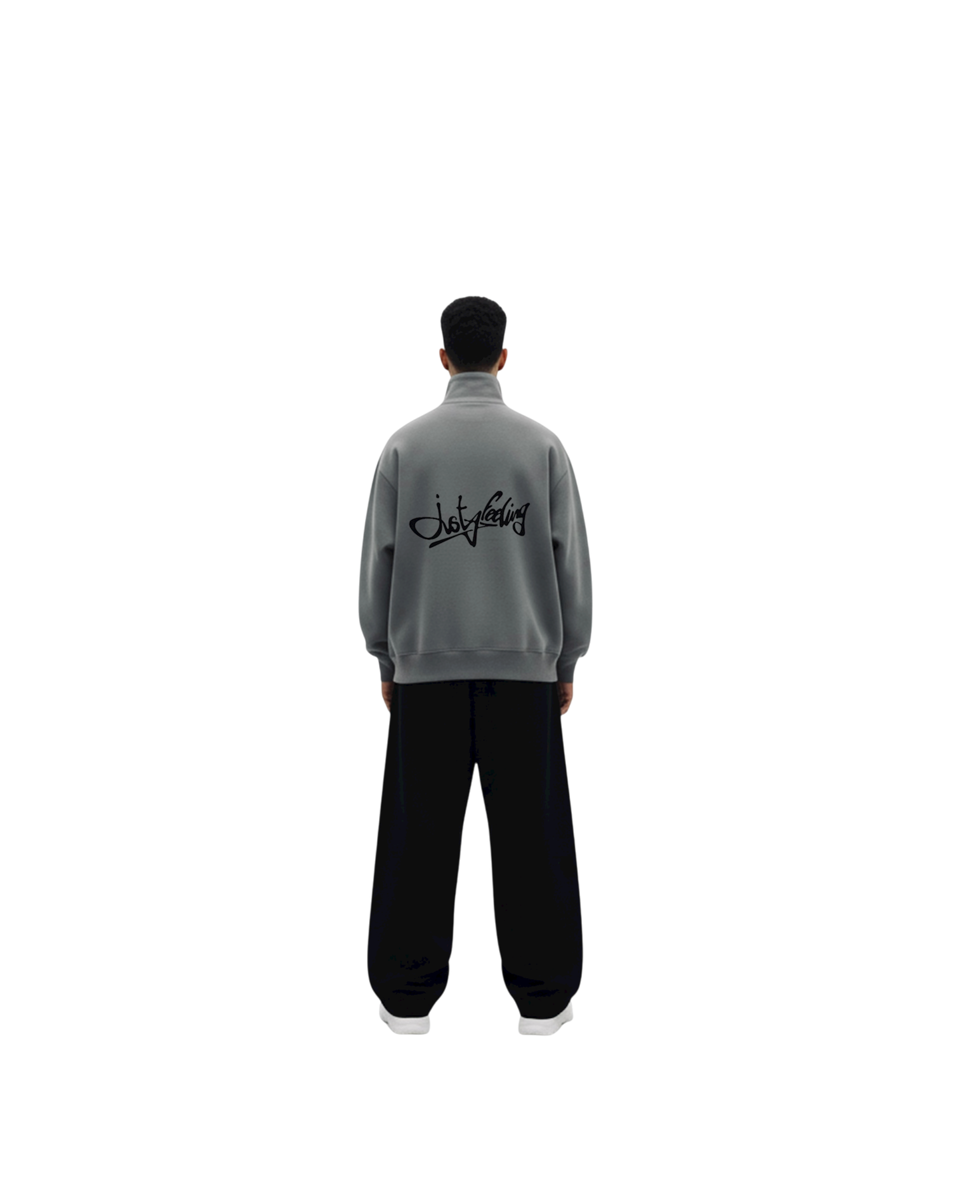Charcoal puffed quarter zip