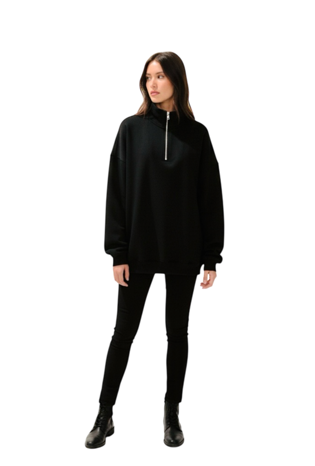 Black puffed quarter zip