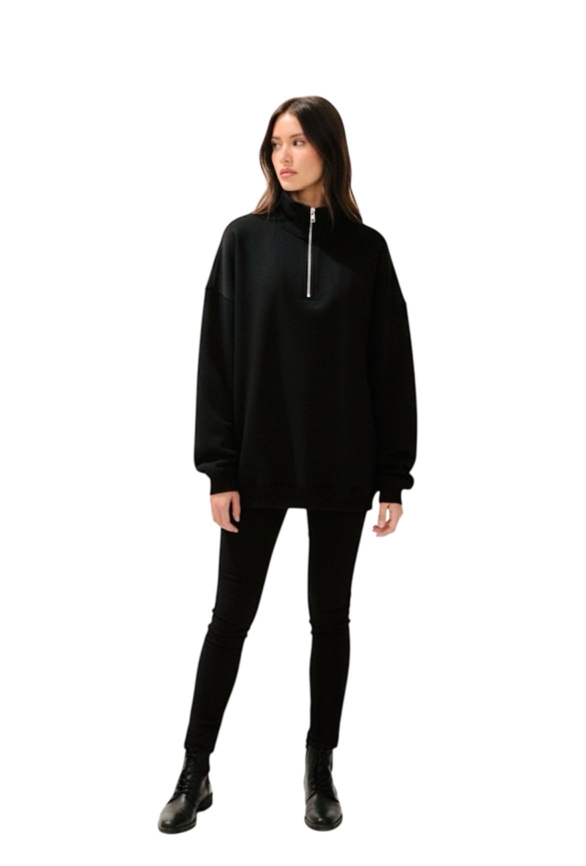 Black puffed quarter zip