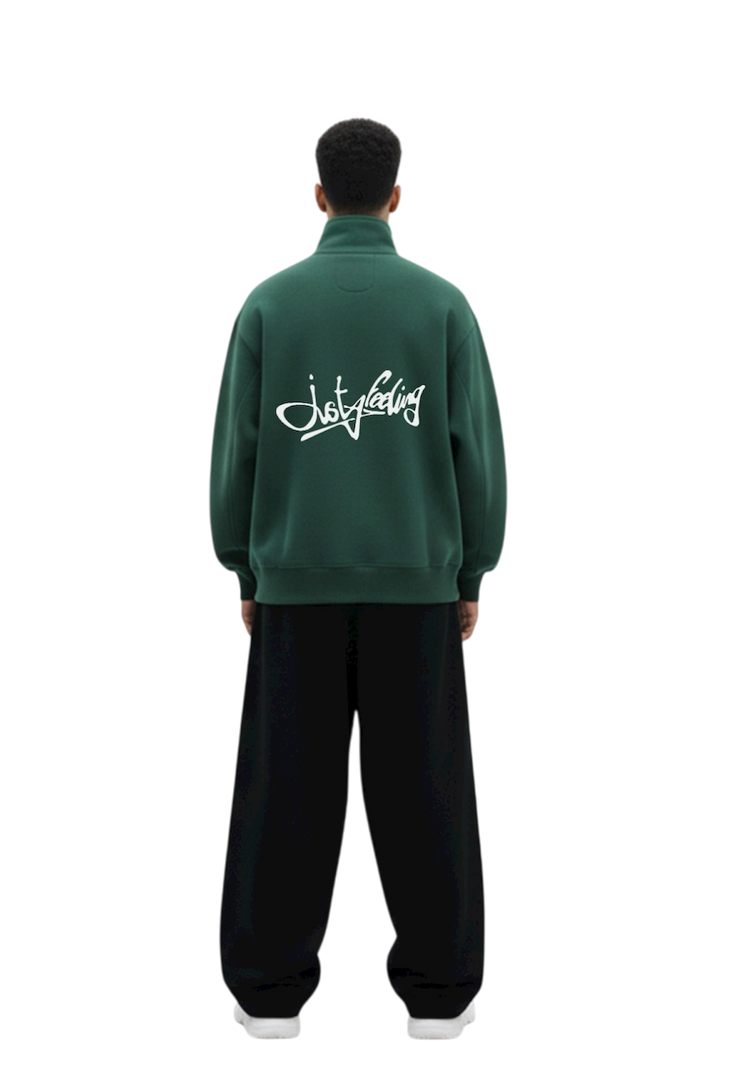 Forest green puffed quarter zip