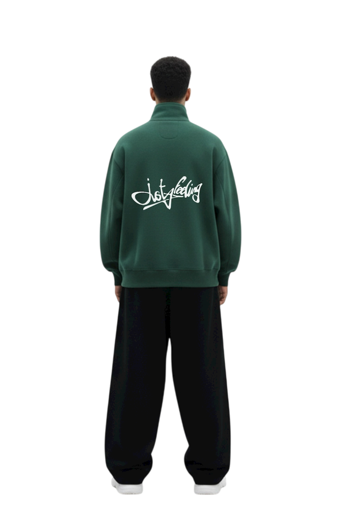 Forest green puffed quarter zip