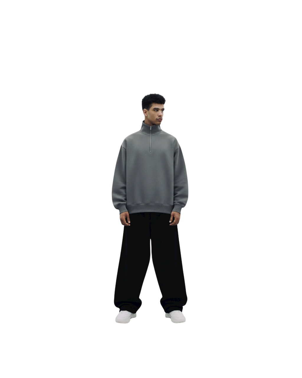 Charcoal puffed quarter zip