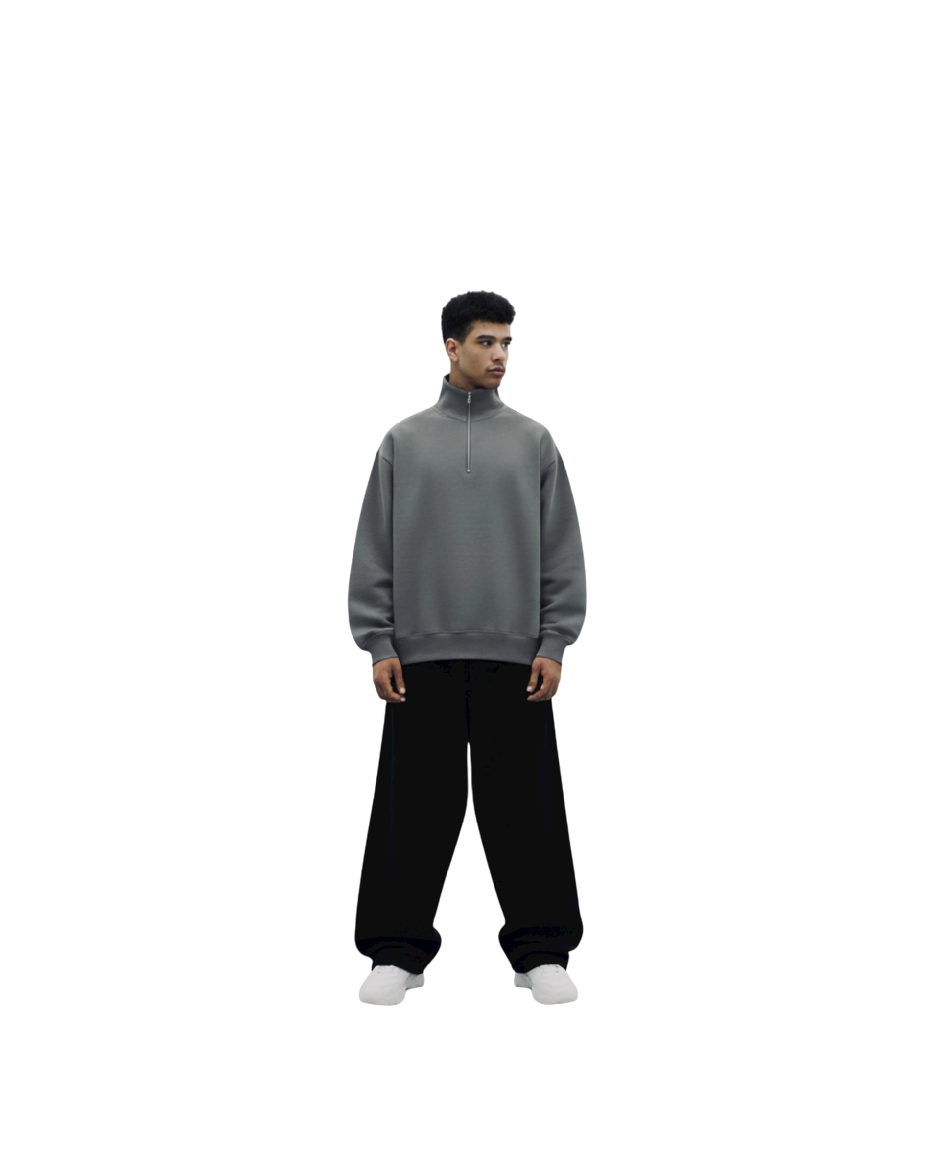 Charcoal puffed quarter zip