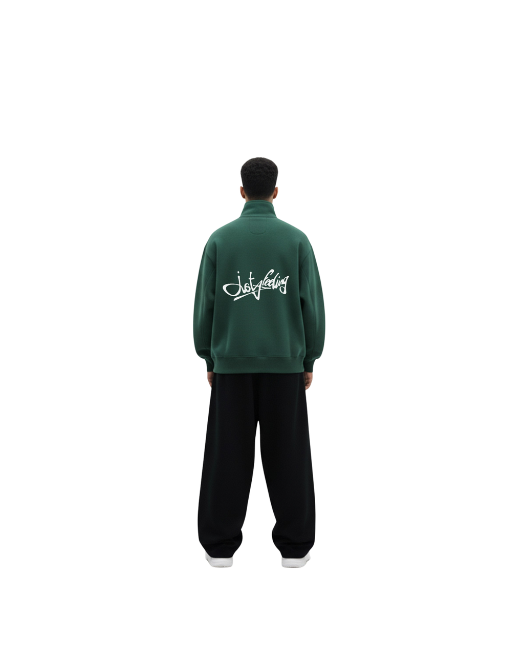 Forest green puffed quarter zip