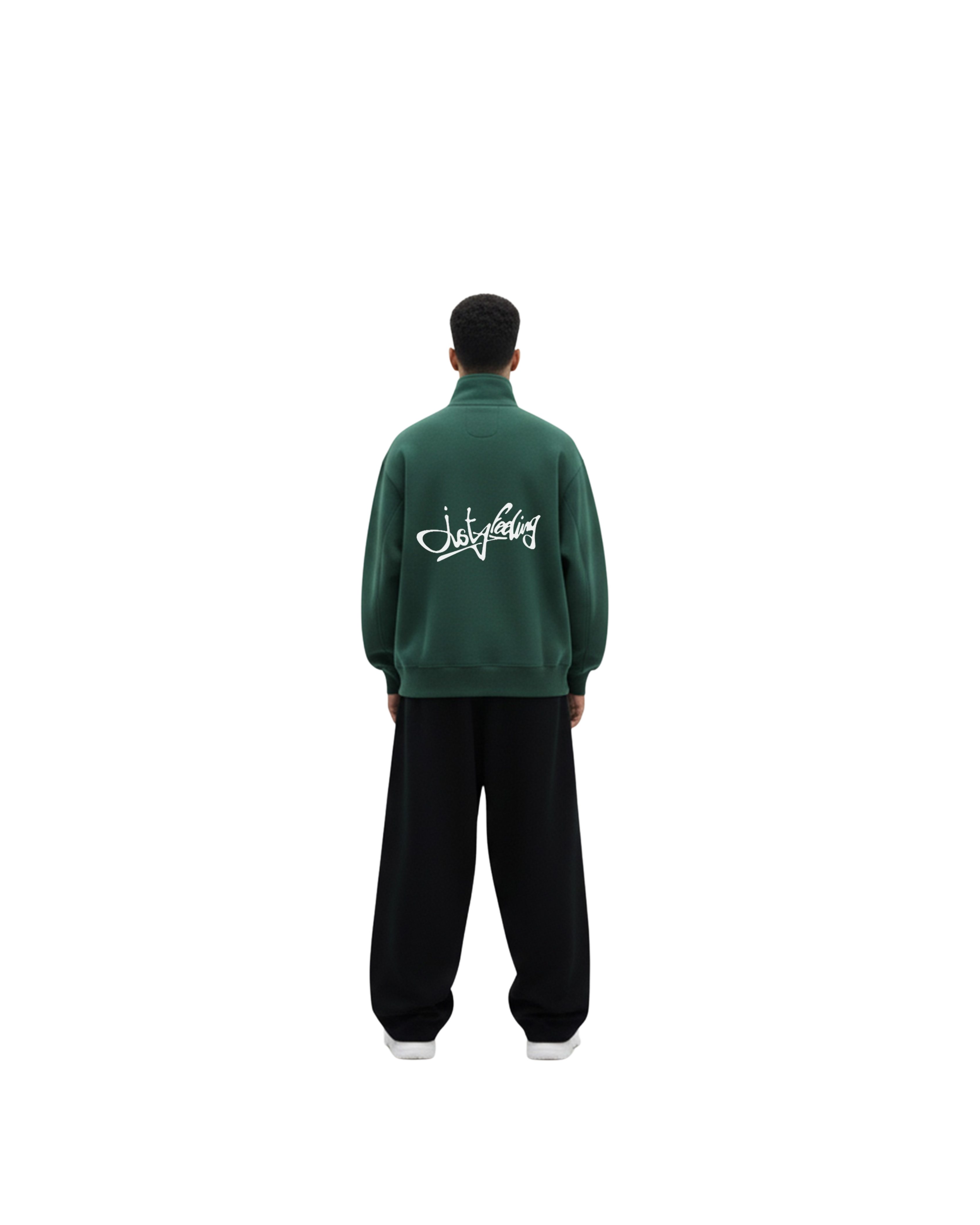 Forest green puffed quarter zip