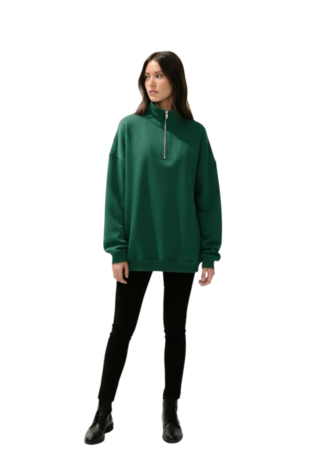 Forest green puffed quarter zip