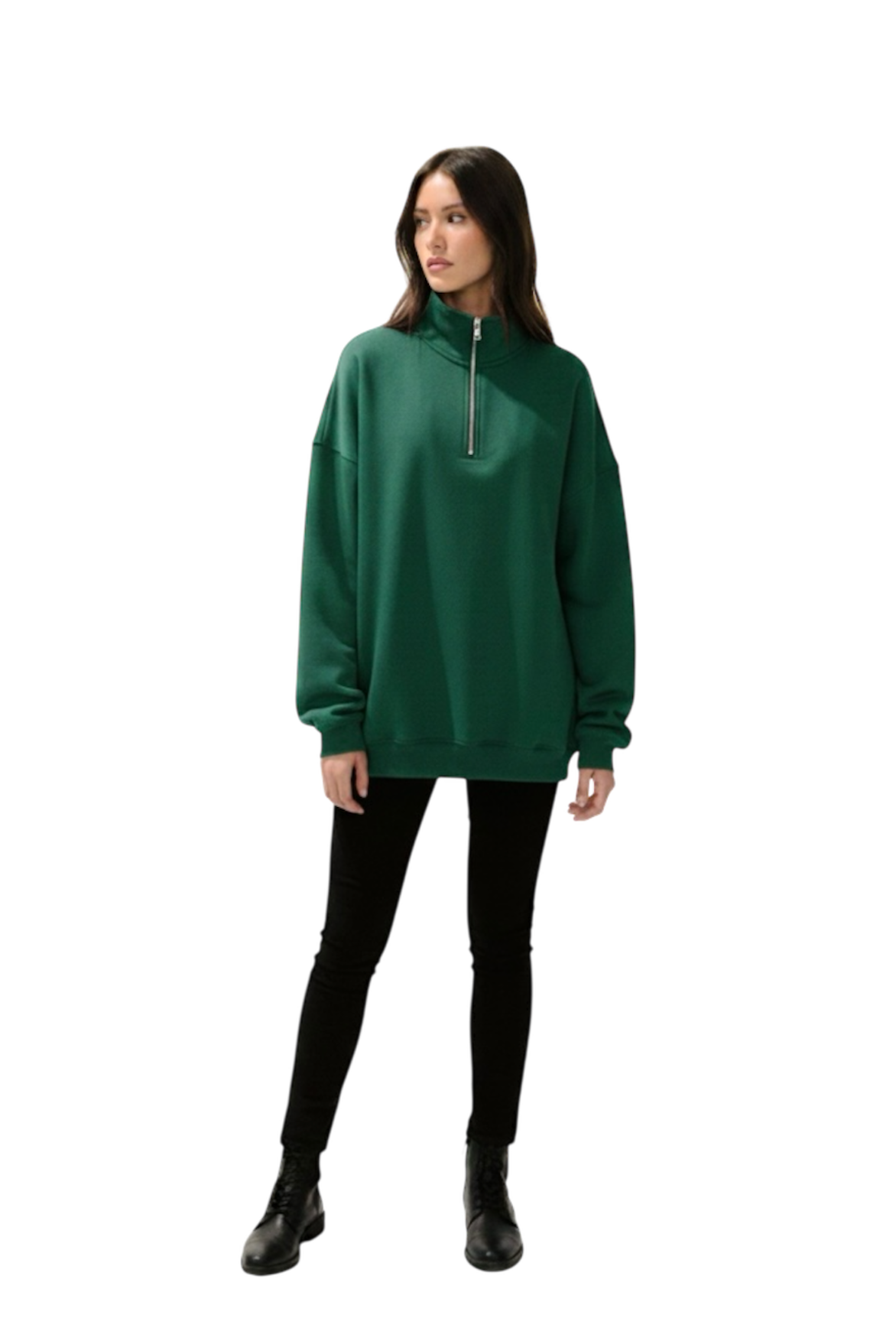 Forest green puffed quarter zip