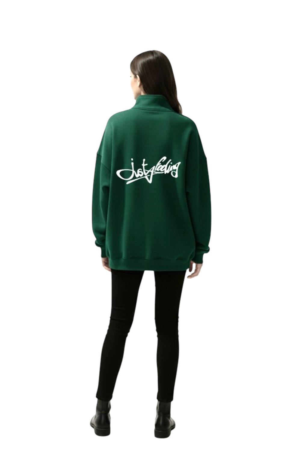 Forest green puffed quarter zip