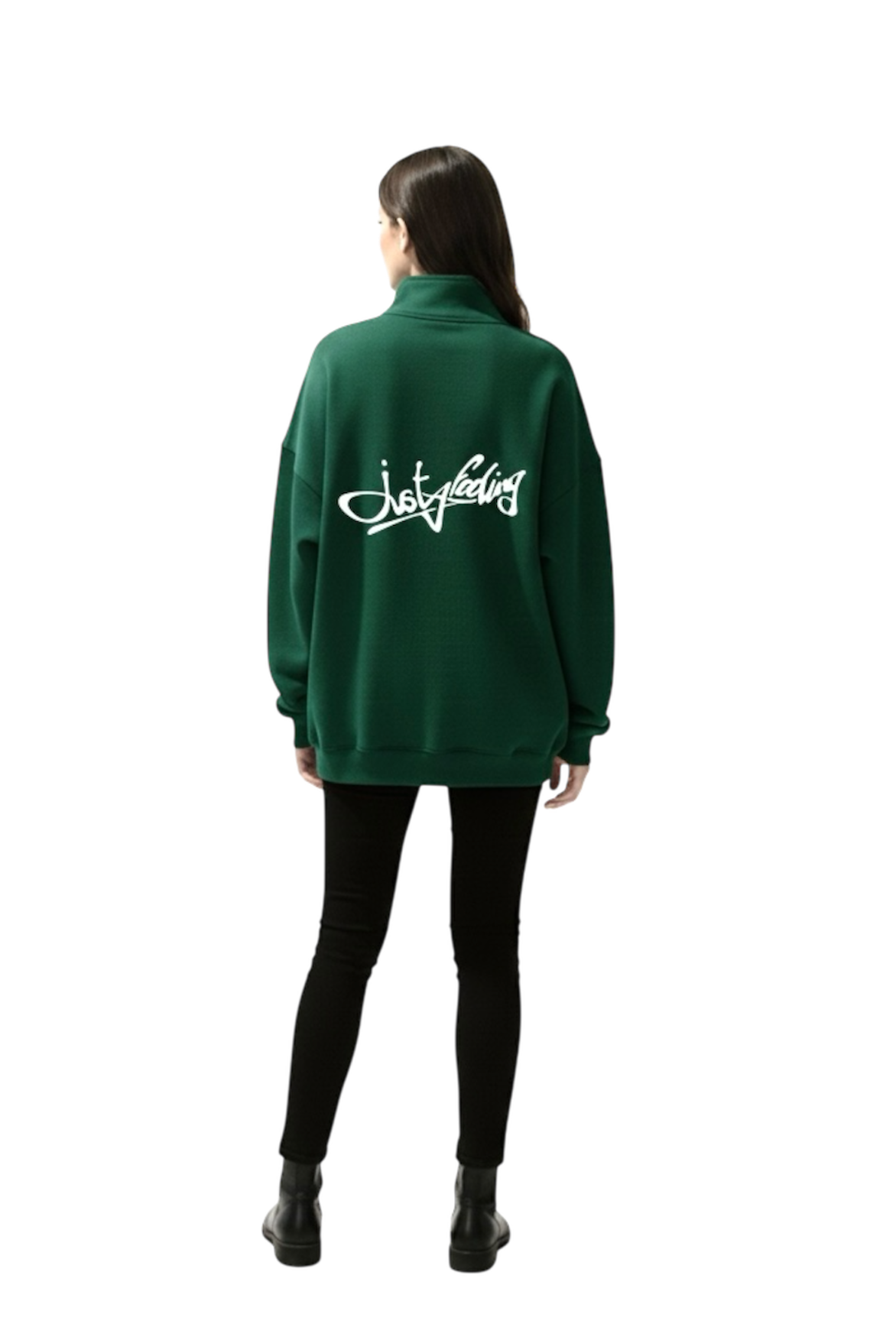 Forest green puffed quarter zip